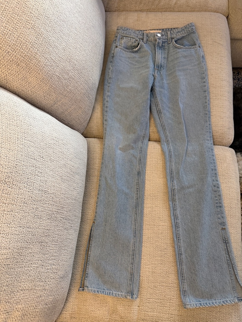GRLFRND The Marlow High-Rise Boot With Slit Jeans in Light Blue